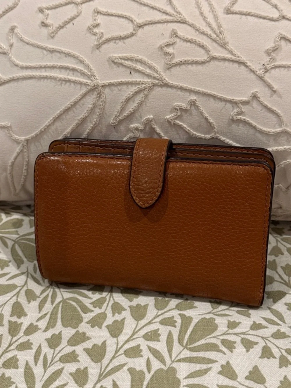 kate spade New York Cognac Pebbled Leather Zip Wallet